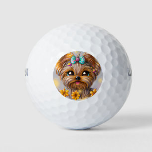 Cute Yorkie Kawaii Puppy Golf Balls