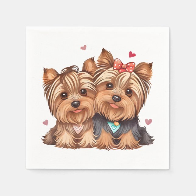 Cute Yorkie Love Puppy Dog Yorkshire Terrier Napkin (Front)