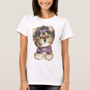 Cute Yorkie Puppy Dog Cartoon Yorkshire Terrier T T-Shirt