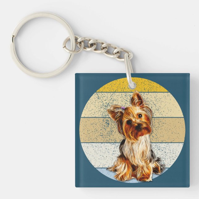 Cute Yorkie Terrier Chien Arrière - plan rétro (Devant)