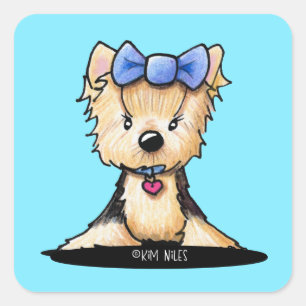 Cute Yorkie Terrier  Square Sticker