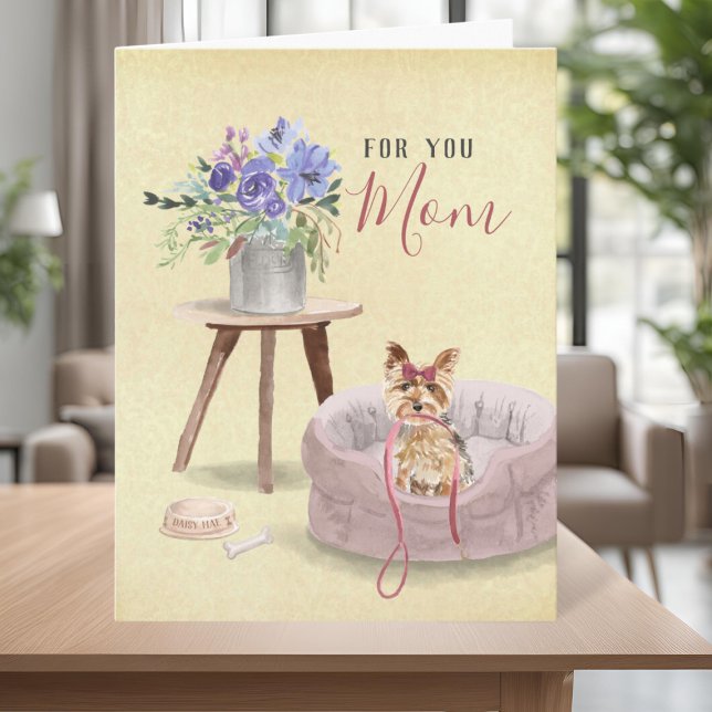 Cute Yorkie Watercolor Custom Name Happy Birthday Card (Cute Yorkie Watercolor Custom Name Happy Birthday Card)