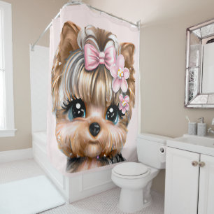 Cute Yorkie With a Pink Bow