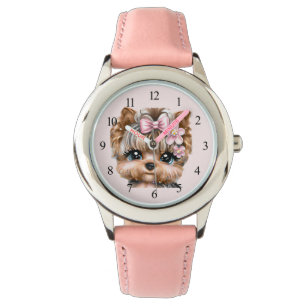Cute Yorkie With a Pink Bow Watch