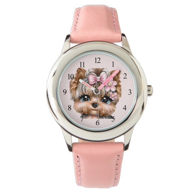 Cute Yorkie With a Pink Bow    Watch (Front)
