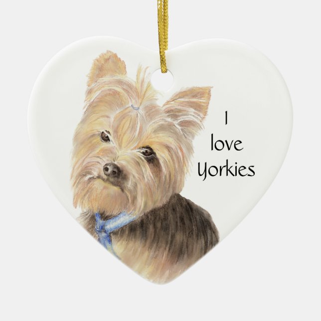 Cute Yorkie, Yorkshire Terrier, Dog, Pet Ceramic Ornament (Front)