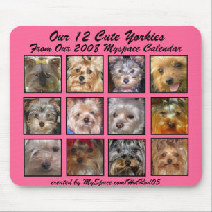 CUTE YORKIES 2008 CALENDAR (on a mousepad) PINK Mouse Pad