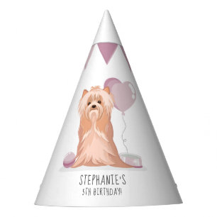 Cute Yorkshire Terrier Birthday Party Hat