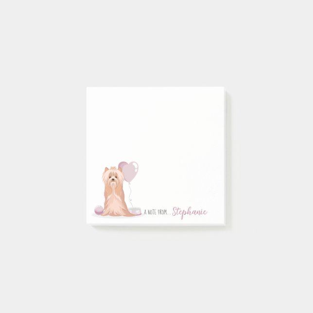 Cute Yorkshire Terrier Birthday Post-it Notes (Front)