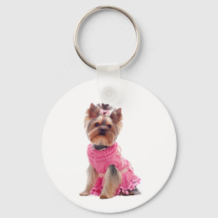 Cute Yorkshire Terrier Diva Yorkie Puppy Dog Keychain