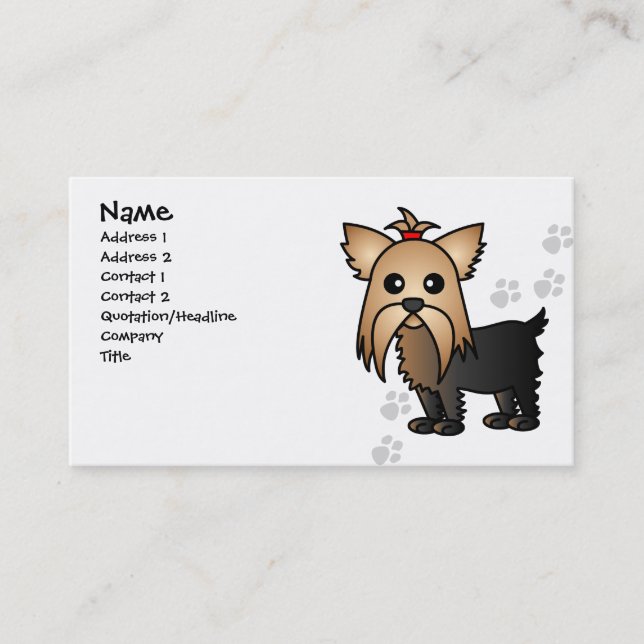 Cute Yorkshire Terrier Dog Business Card (Front)