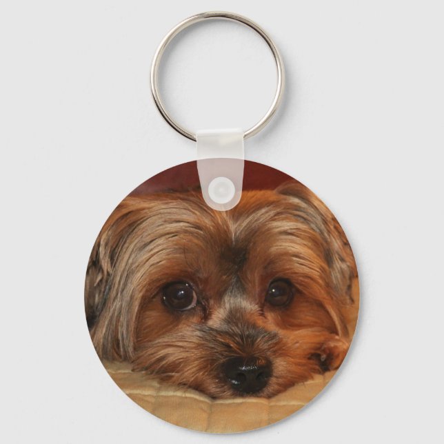 Cute Yorkshire Terrier Dog Keychain (Front)