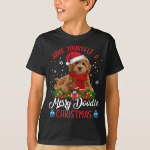 Cute Yorkshire Terrier Dog Merry Doodle Christmas  T-Shirt