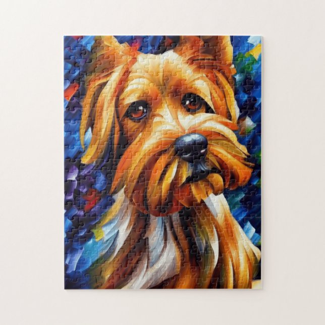 Cute Yorkshire Terrier Dog Painting Jigsaw Puzzle (Vertical)