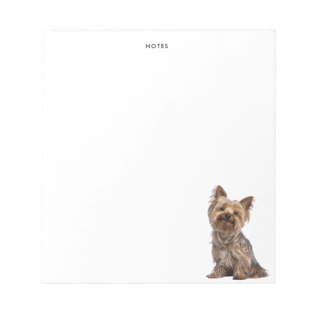 Cute Yorkshire Terrier Dog Personalized Name Notepad (Front)