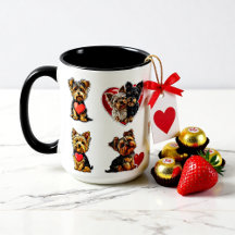 Cute Yorkshire Terrier Love Hearts Valentine Dog