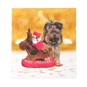 Cute Yorkshire Terrier Merry Christmas Notepad