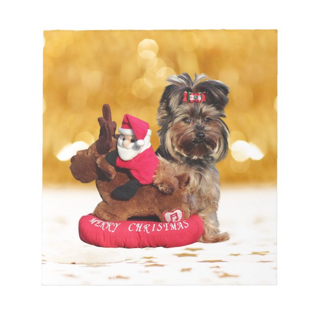 Cute Yorkshire Terrier Merry Christmas Notepad (Front)