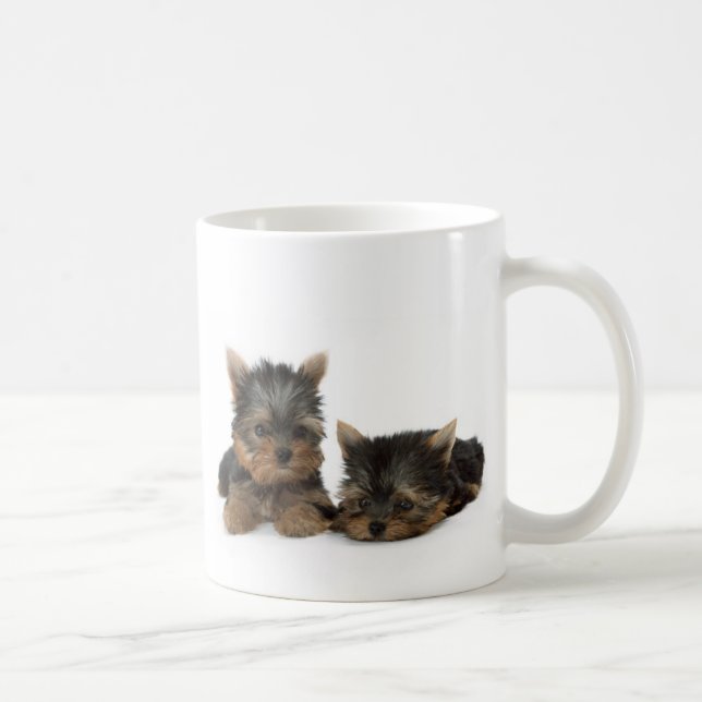 Cute Yorkshire Terrier puppies Coffee Mug (Right)