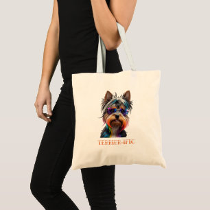 Cute Yorkshire Terrier Wearing Sunglasses Tote Bag
