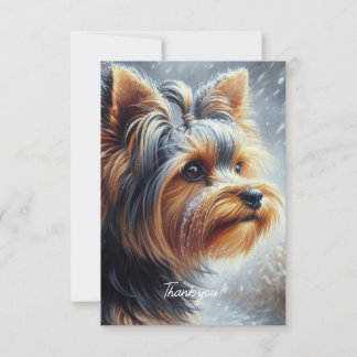 Cute Yorkshire Terrier Winter Landscape Thank You Card