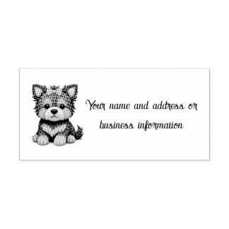 Cute Yorkshire Terrier with a bow Self-inking Stamp