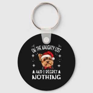 Cute Yorkshire Terrier Yorkie Dog Dog Christmas On Keychain