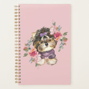 Cute Yorkshire Terrier Yorkie et l'art des fleurs 