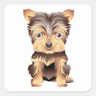 Cute Yorkshire Terrier Yorkie Puppy Dog Mom Dad Square Sticker
