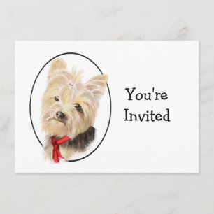 Cute Yorkshire Terrier Yorkie Wedding Anniversary Invitation