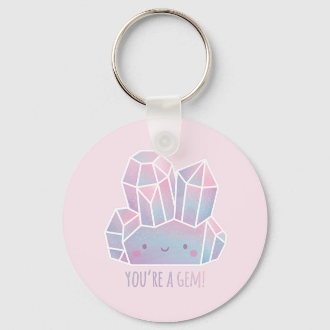 Cute You Are A Gem Pastel Pink Keychain (Front)