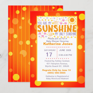 Cute You Are My Sunshine Baby Shower Invitation