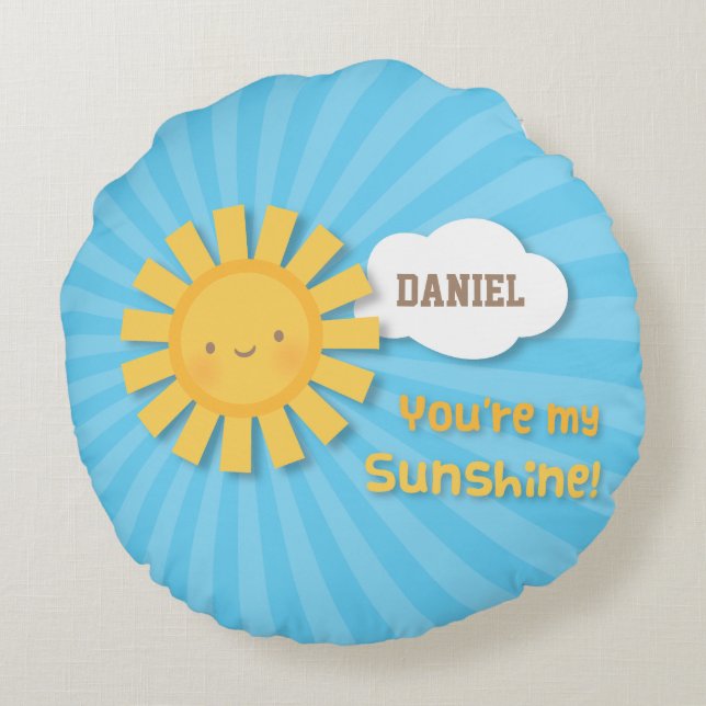 Cute You are my Sunshine Personalized Room Decor Round Pillow (Back)