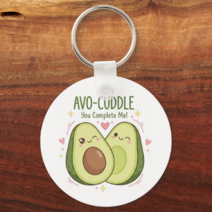 Cute You Complete Me Kawaii Avocado Couple Keychain