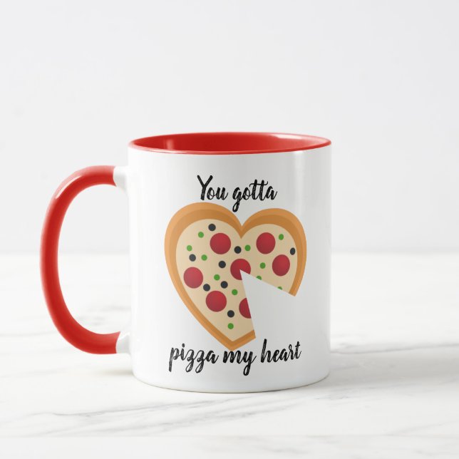 Cute You Gotta Pizza Me Heart Pun Mug (Left)