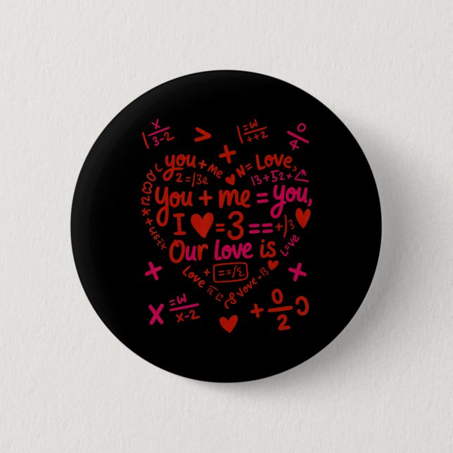 Cute You Plus Me Math Love Equation Valentines Day 2 Inch Round Button (Front)