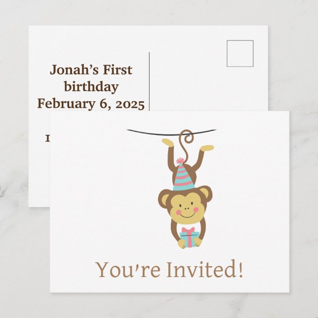 Cute you’re invited happy birthday postcards (Front/Back)