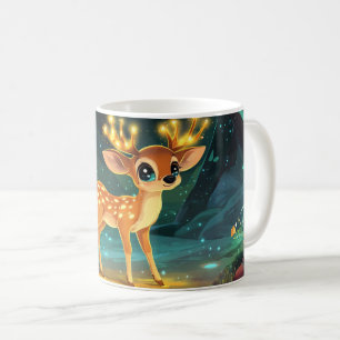 Cute young deer in an enchanted forest. coffee mug