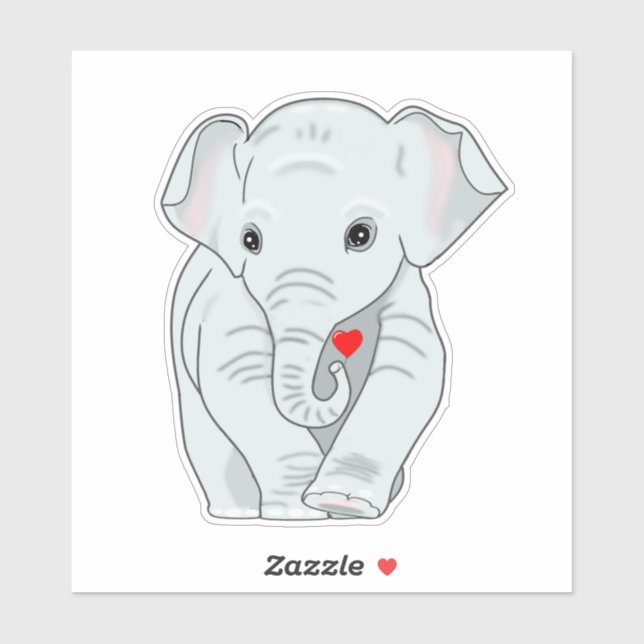 Cute Young Elephant with Heart (Sheet)