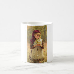Cute Young Girl Holding Yellow Buttercup Flowers Coffee Mug