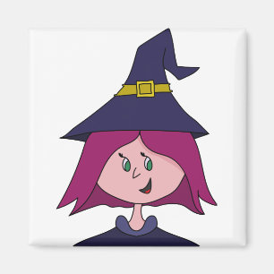 Cute Young Witch Halloween Magnet