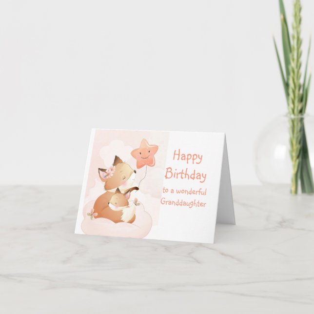Cute You're a Star Fox Fun Birthday Granddaughter Card (Front)