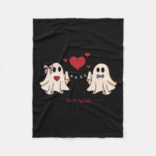 Cute You're My Boo Ghost Cute Spooky Valentines Da Fleece Blanket
