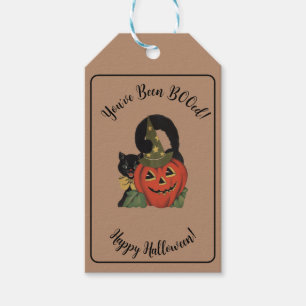 Cute You've Been BOOed Halloween Black Cat Pumpkin Gift Tags