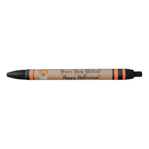 Cute You've Been BOOed Halloween Pumpkin Ghost Black Ink Pen