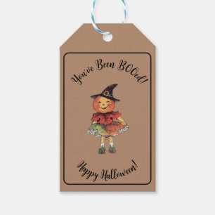 Cute You've Been BOOed Halloween Pumpkin Girl Gift Tags
