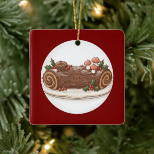 Cute Yule Log Christmas Cake Ornament