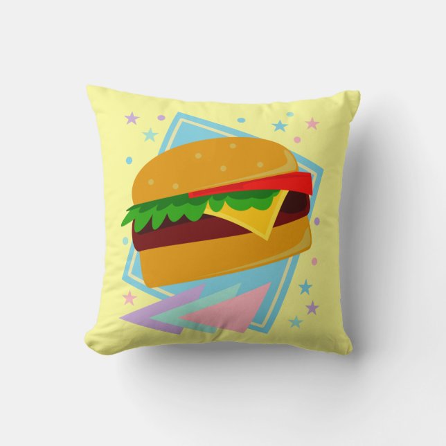 Cute Yummy Burger Throw Pillow (Front)