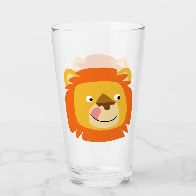 Cute Yummy Cartoon Lion Glass (Front)