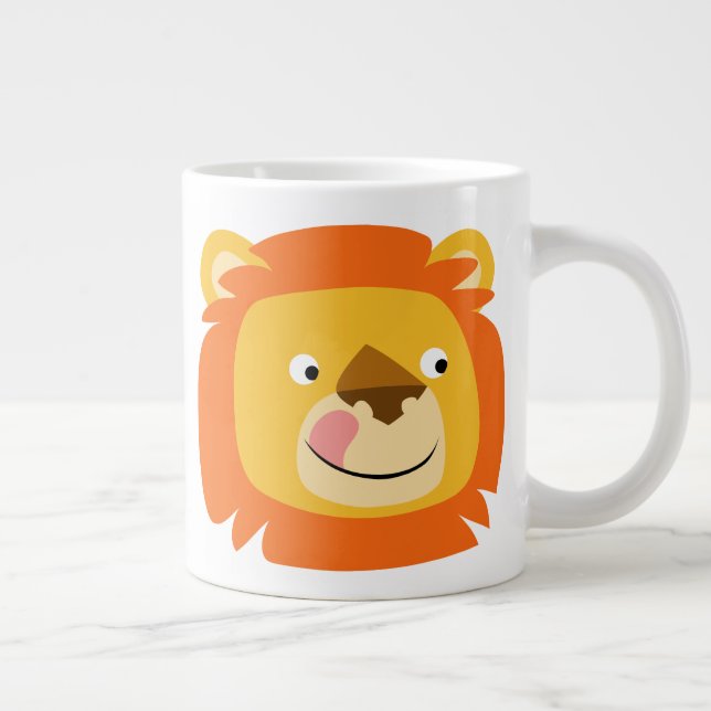 Cute Yummy Cartoon Lion Large Coffee Mug (Right)